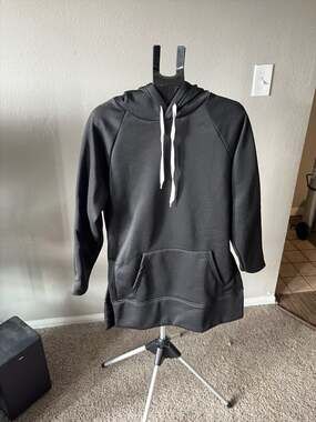 The Warmy Women's Oversized Side Slit Hoodie Dress in Black